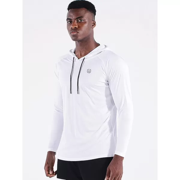 NELEUS Mens Running Shirt Long Sleeve Workout Shirts with HoodsUpf 50 BlackGreyWhite 3 Pack