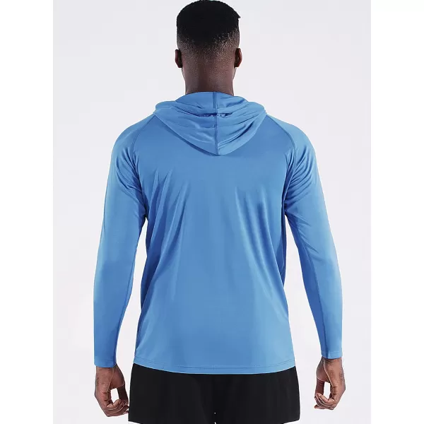 NELEUS Mens Running Shirt Long Sleeve Workout Shirts with HoodsUpf 50 BlackNavyLight Blue 3 Pack