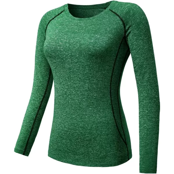 NELEUS Womens 3 Pack Compression Shirts Long Sleeve Yoga Athletic Running T Shirt8021 Greengreyblue