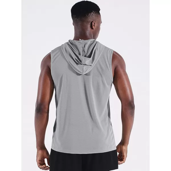 Neleus Mens Running Tank Tops 3 Pack Sleeveless Workout Athletic Shirts with Hoods5099 BlackGreyBlue 3 Pack