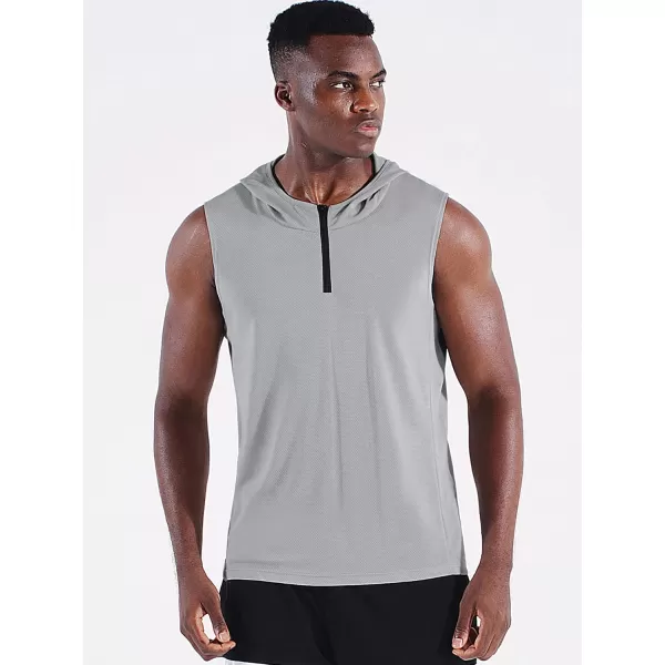 Neleus Mens Running Tank Tops 3 Pack Sleeveless Workout Athletic Shirts with Hoods5099 BlackGreyBlue 3 Pack