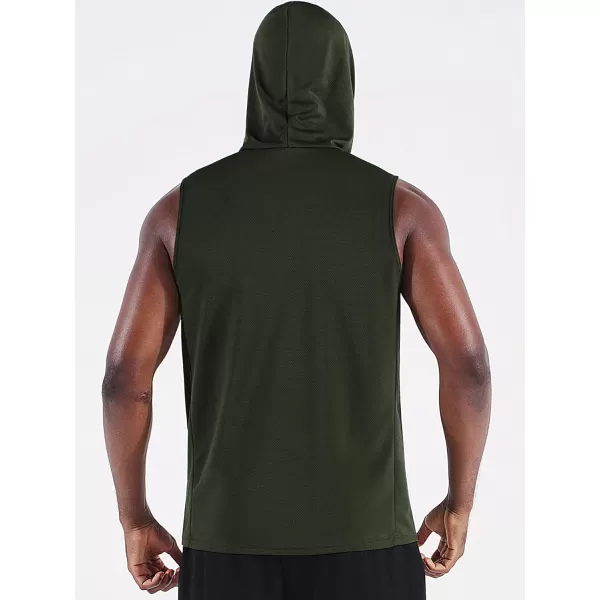 Neleus Mens Running Tank Tops 3 Pack Sleeveless Workout Athletic Shirts with Hoods5099 BlackGreyOlive Green 3 Pack