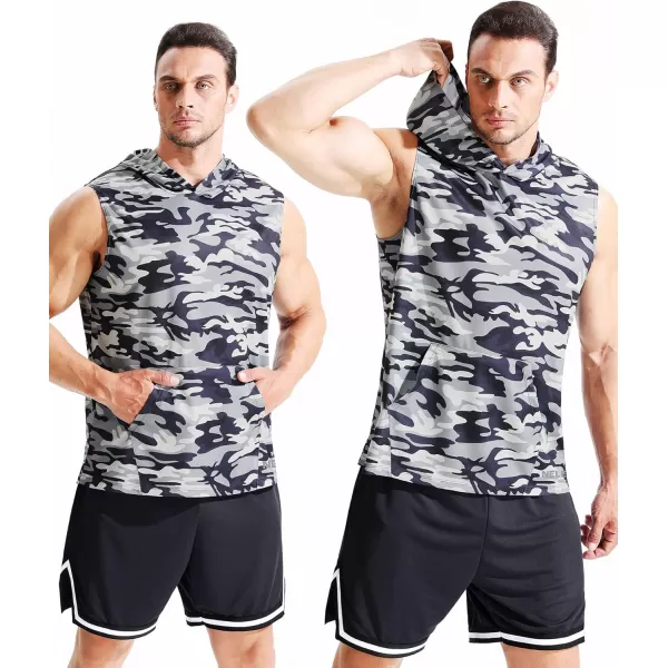 Neleus Mens Running Tank Tops 3 Pack Sleeveless Workout Athletic Shirts with Hoods5121 BlackGreyBlue 3 Pack