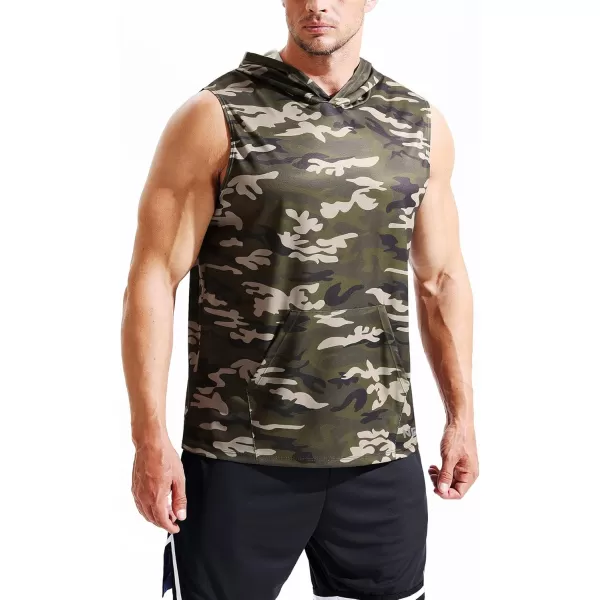 Neleus Mens Running Tank Tops 3 Pack Sleeveless Workout Athletic Shirts with Hoods5121 BlackGreyOlive Green 3 Pack