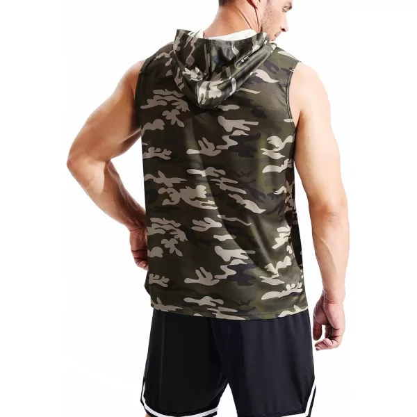 Neleus Mens Running Tank Tops 3 Pack Sleeveless Workout Athletic Shirts with Hoods5121 BlackGreyOlive Green 3 Pack