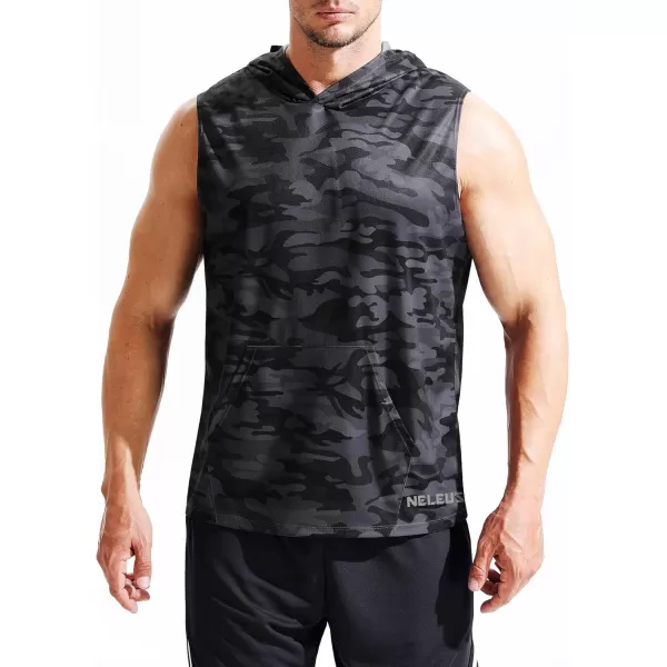 Neleus Mens Running Tank Tops 3 Pack Sleeveless Workout Athletic Shirts with Hoods5121 BlackGreyRed  3 Pack