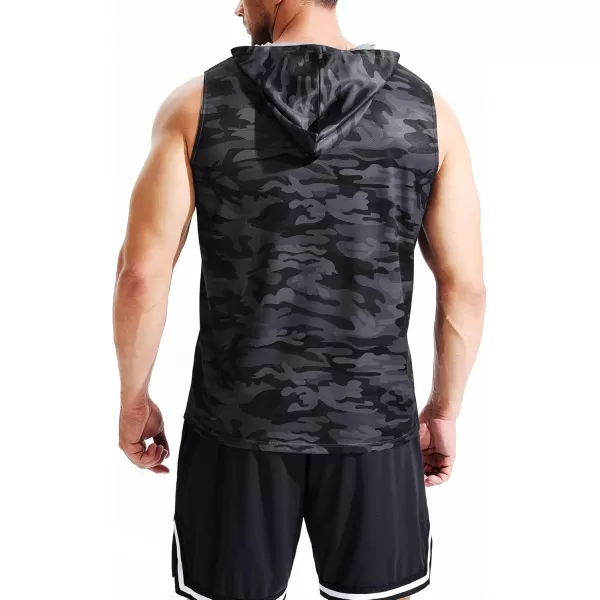 Neleus Mens Running Tank Tops 3 Pack Sleeveless Workout Athletic Shirts with Hoods5121 BlackGreyRed  3 Pack