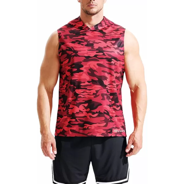 Neleus Mens Running Tank Tops 3 Pack Sleeveless Workout Athletic Shirts with Hoods5121 BlackGreyRed  3 Pack