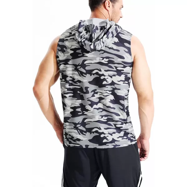 Neleus Mens Running Tank Tops 3 Pack Sleeveless Workout Athletic Shirts with Hoods5121 BlackGreyRed  3 Pack