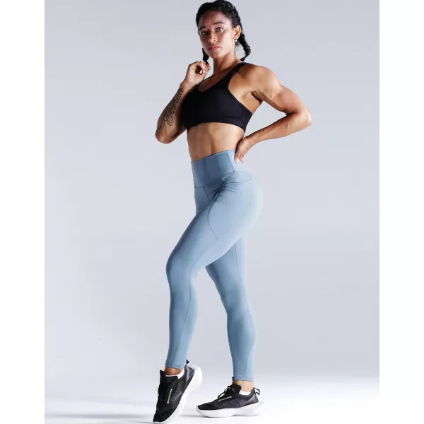 NELEUS High Waist Running Workout Leggings for Yoga with Pockets9069 Yoga Pants 2 PackblackLight Steel Blue