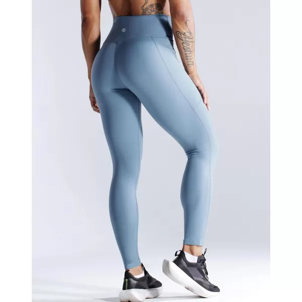 NELEUS High Waist Running Workout Leggings for Yoga with Pockets9069 Yoga Pants 2 PackblackLight Steel Blue