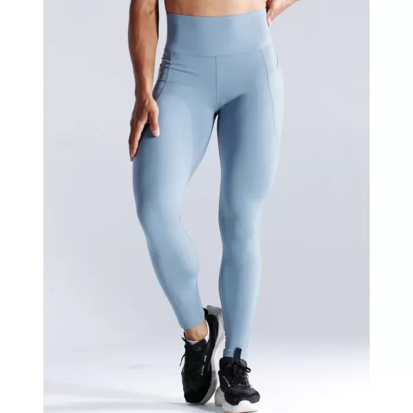 NELEUS High Waist Running Workout Leggings for Yoga with Pockets9069 Yoga Pants 3 PackblackLight Steel BlueIvory