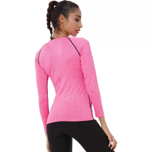 NELEUS Womens 3 Pack Compression Shirts Long Sleeve Yoga Athletic Running T Shirt8021 Bluepurplepink