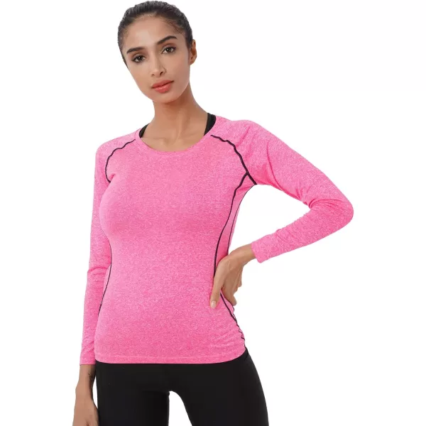 NELEUS Womens 3 Pack Compression Shirts Long Sleeve Yoga Athletic Running T Shirt8021 Bluepurplepink