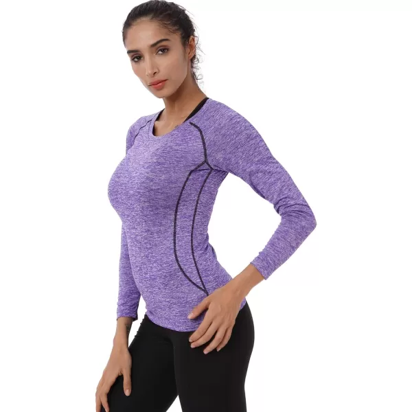 NELEUS Womens 3 Pack Compression Shirts Long Sleeve Yoga Athletic Running T Shirt8021 Bluepurplepink