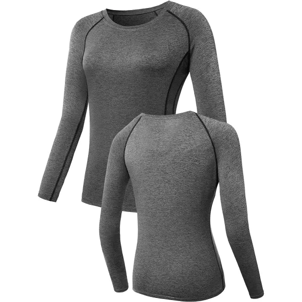 NELEUS Womens 3 Pack Compression Shirts Long Sleeve Yoga Athletic Running T Shirt8021 Greybluepink