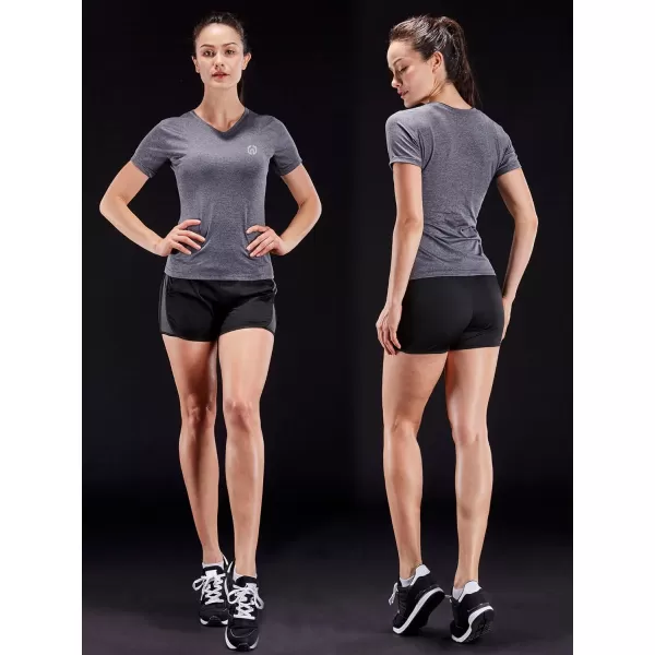 NELEUS Womens 3 Pack Compression Workout Athletic Shirt8016 BlackBlueGrey3 Pack