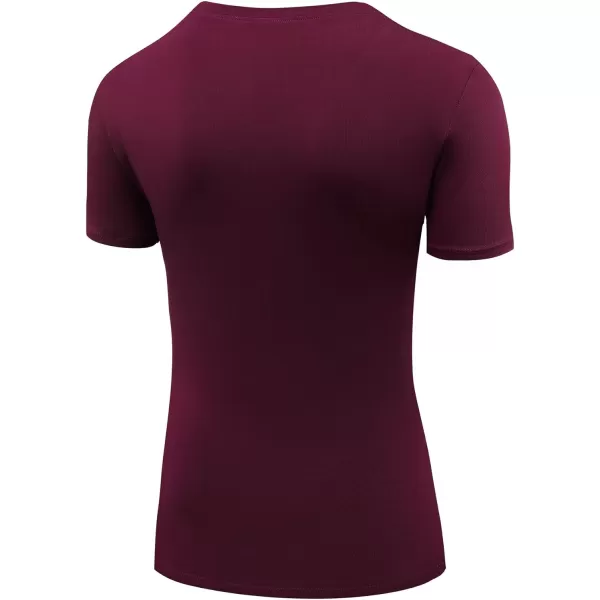 NELEUS Womens 3 Pack Compression Workout Athletic Shirt8016 BlackBurgundyRosy Brown3 Pack