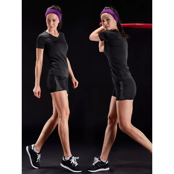 NELEUS Womens 3 Pack Compression Workout Athletic Shirt8016 BlackGreyBurgundy3 Pack