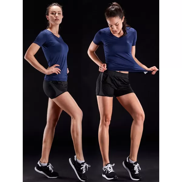 NELEUS Womens 3 Pack Compression Workout Athletic Shirt8016 BlackGreyNavy Blue3 Pack