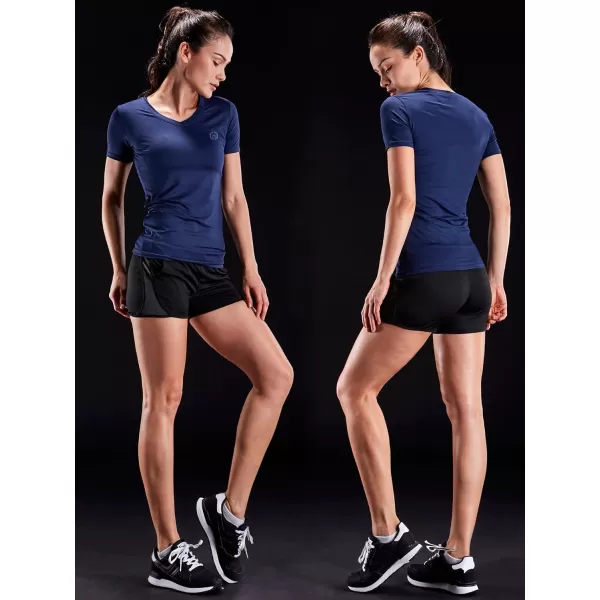 NELEUS Womens 3 Pack Compression Workout Athletic Shirt8016 BlackGreyNavy Blue3 Pack