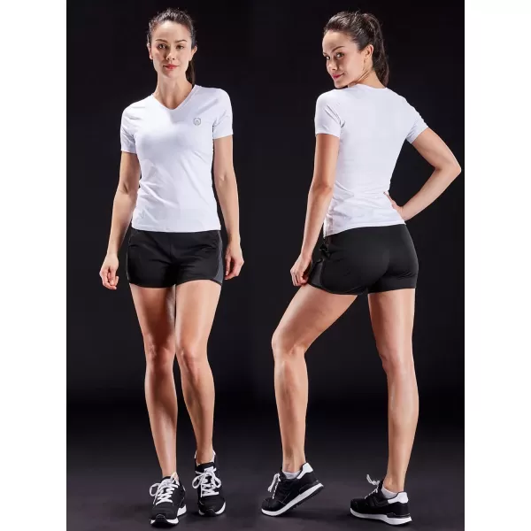 NELEUS Womens 3 Pack Compression Workout Athletic Shirt8016 BlackGreyWhite3 Pack