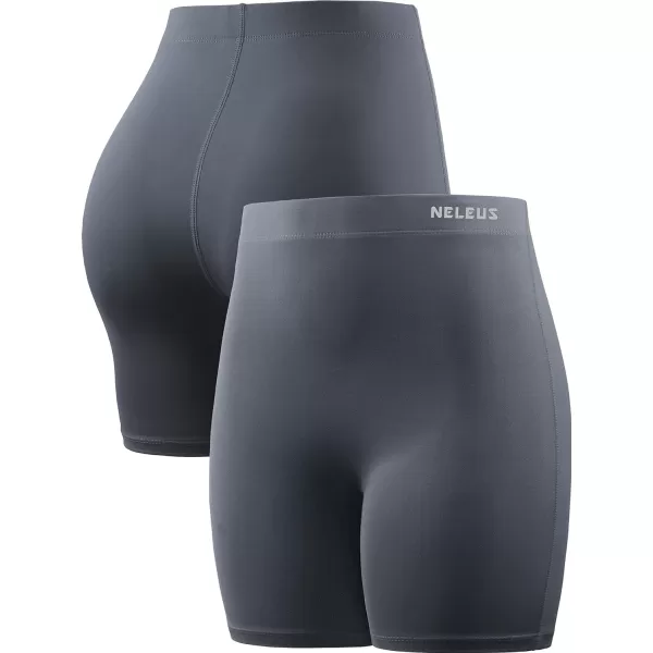 NELEUS Womens 4 Running Short 3 Pack High Waist Yoga Shorts9057 BlackGreyBlue