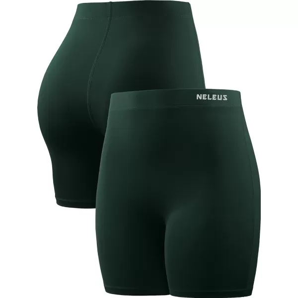 NELEUS Womens 4 Running Short 3 Pack High Waist Yoga Shorts9057 BlackGreyDark Green