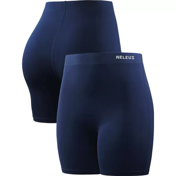 NELEUS Womens 4 Running Short 3 Pack High Waist Yoga Shorts9057 BlackGreyNavy Blue