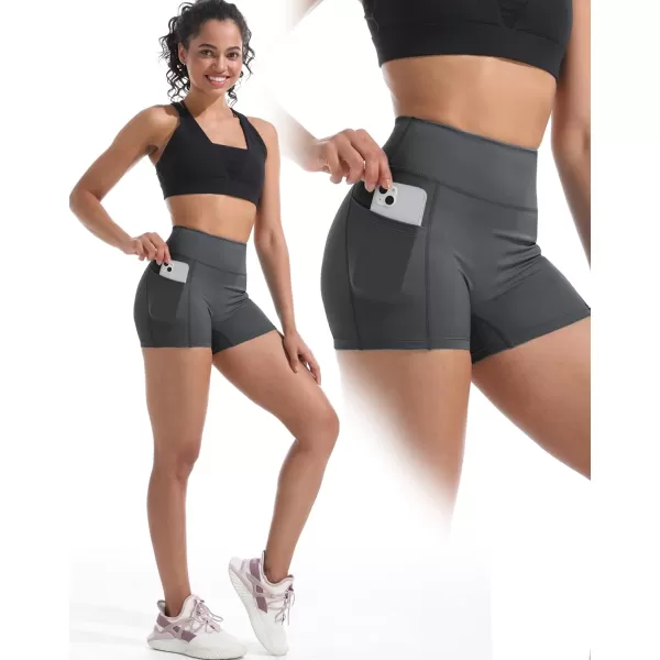 NELEUS Womens 4 Running Short 3 Pack High Waist Yoga Shorts9118 BlackGreyCreamy White3 Pack