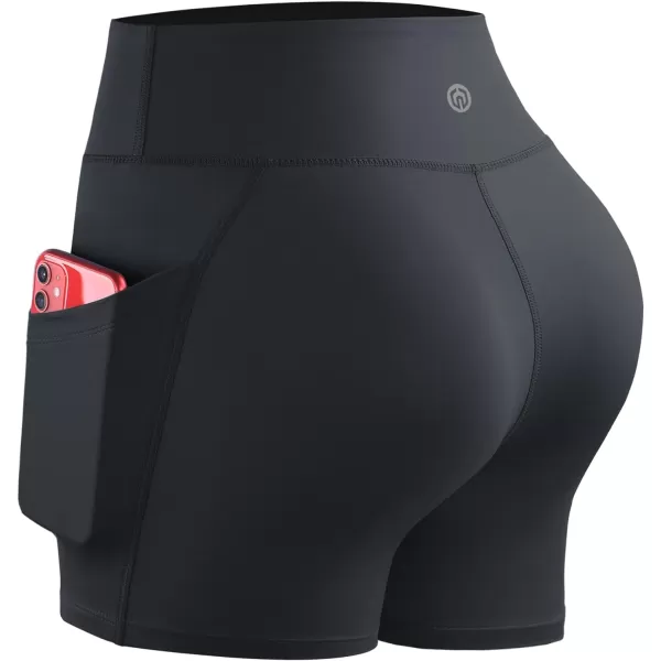 NELEUS Womens 4 Running Short 3 Pack High Waist Yoga Shorts9118 BlackGreyCreamy White3 Pack