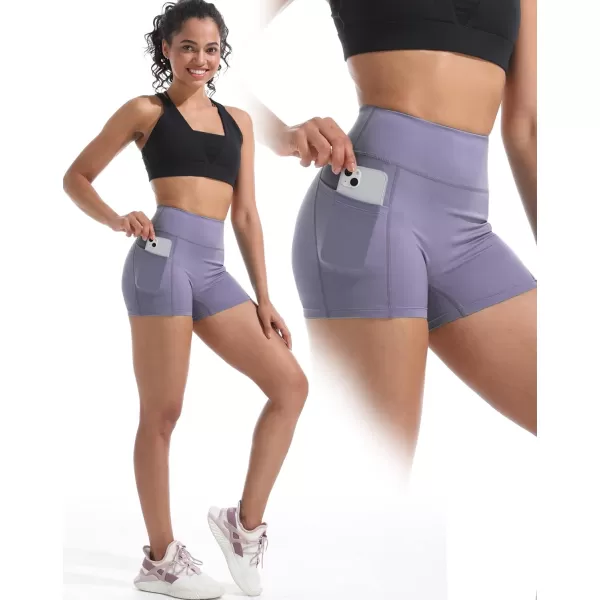 NELEUS Womens 4 Running Short 3 Pack High Waist Yoga Shorts9118 BlackGreyPurple3 Pack