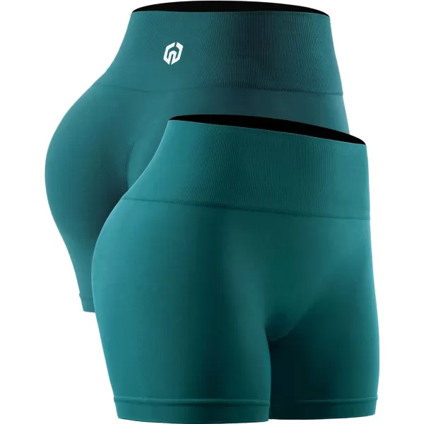 NELEUS Womens 4 Running Short 3 Pack High Waist Yoga ShortsQ1055 1 Packdeep Green