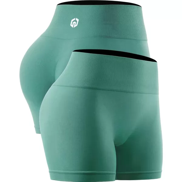 NELEUS Womens 4 Running Short 3 Pack High Waist Yoga ShortsQ1055 1 Packlake Green