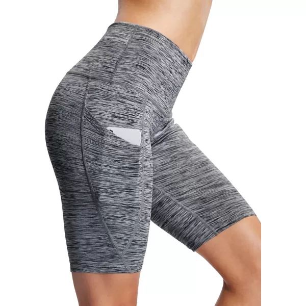 NELEUS Womens High Waist Yoga Shorts Tummy Control Workout Running Compression Shorts with Pocket9035 2 PackblackGrey