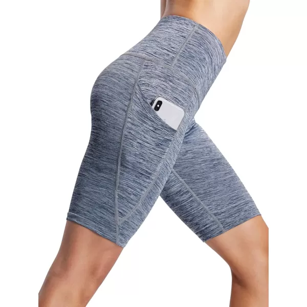 NELEUS Womens High Waist Yoga Shorts Tummy Control Workout Running Compression Shorts with Pocket9035 3 PackblackGreyNavy