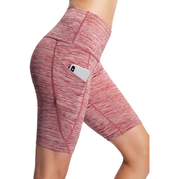 NELEUS Womens High Waist Yoga Shorts Tummy Control Workout Running Compression Shorts with Pocket9035 3 PackblackGreyRed