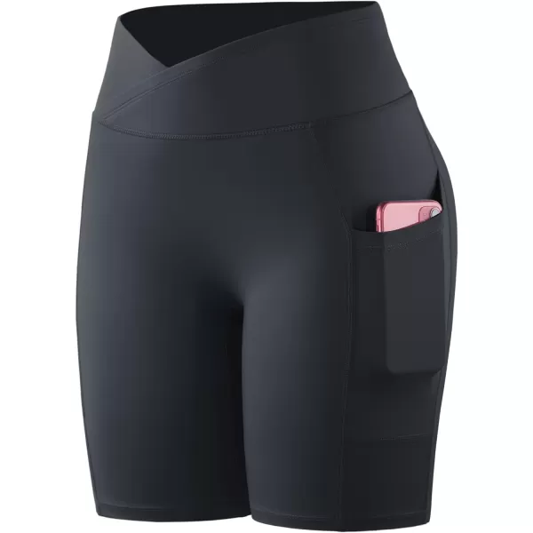 NELEUS Womens High Waist Yoga Shorts Tummy Control Workout Running Compression Shorts with Pocket9115 BlackBlackBlack 3 Pack