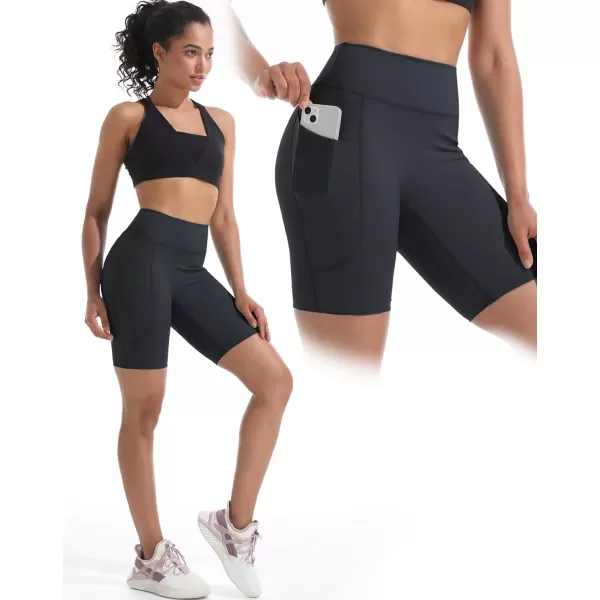 NELEUS Womens High Waist Yoga Shorts Tummy Control Workout Running Compression Shorts with Pocket9119 BlackBlackBlack3 Pack