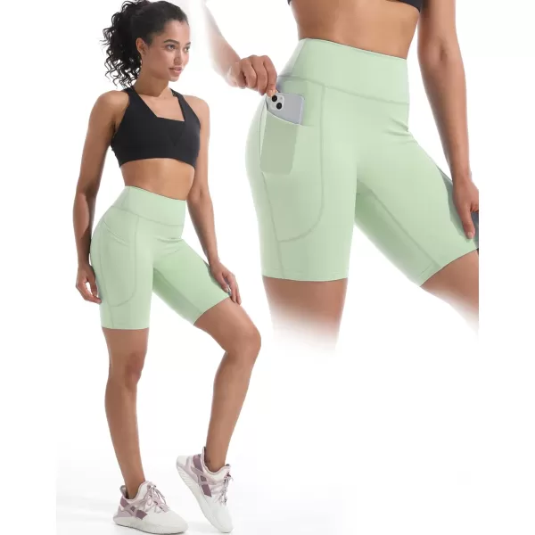 NELEUS Womens High Waist Yoga Shorts Tummy Control Workout Running Compression Shorts with Pocket9119 BlackGreyLight Green3 Pack