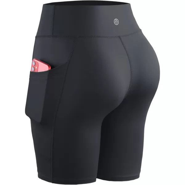 NELEUS Womens High Waist Yoga Shorts Tummy Control Workout Running Compression Shorts with Pocket9119 BlackGreyPink3 Pack