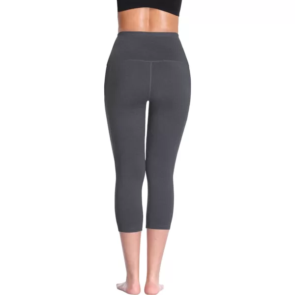 NELEUS Womens Tummy Control High Waist Capri Running Leggings Yoga Pants with PocketZ109 BlackGrey2 Pack