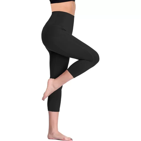 NELEUS Womens Tummy Control High Waist Capri Running Leggings Yoga Pants with PocketZ109 BlackGreyBlue3 Pack