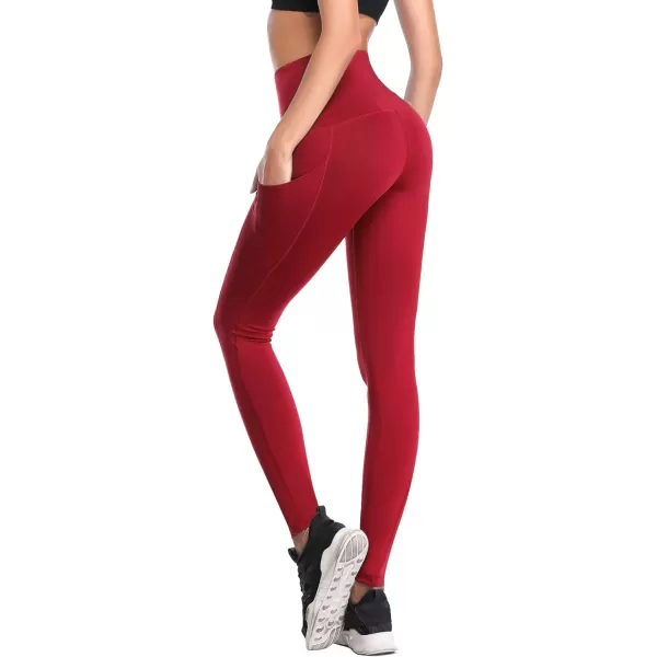 NELEUS Womens Yoga Leggings Tummy Control Workout Running PantsZ103 RedBurgundy2 Pack