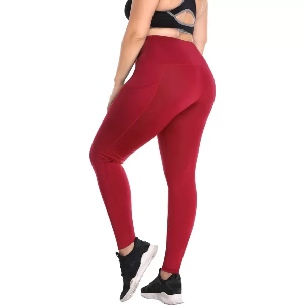 NELEUS Womens Yoga Leggings Tummy Control Workout Running PantsZ103 RedBurgundy2 Pack