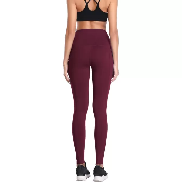 NELEUS Womens Yoga Leggings Tummy Control Workout Running PantsZ103 RedBurgundy2 Pack