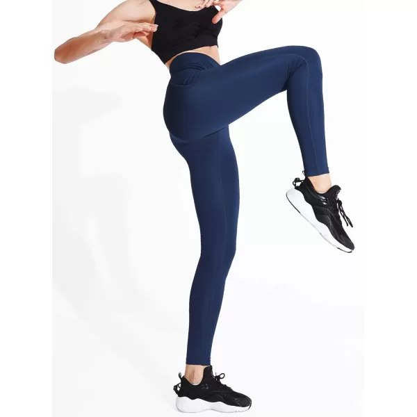 NELEUS Womens Yoga Pant Tummy Control High Waist Running Leggings with Pocket9048 2 PackblackNavy