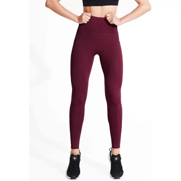 NELEUS Womens Yoga Pant Tummy Control High Waist Running Leggings with Pocket9048 2 PackblackRed