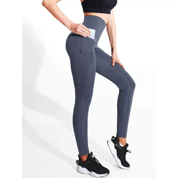NELEUS Womens Yoga Pant Tummy Control High Waist Running Leggings with Pocket9048 3 PackblackGreyDenim Blue