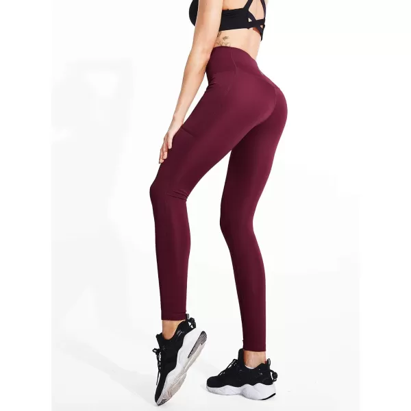 NELEUS Womens Yoga Pant Tummy Control High Waist Running Leggings with Pocket9048 3 PackblackGreyRed